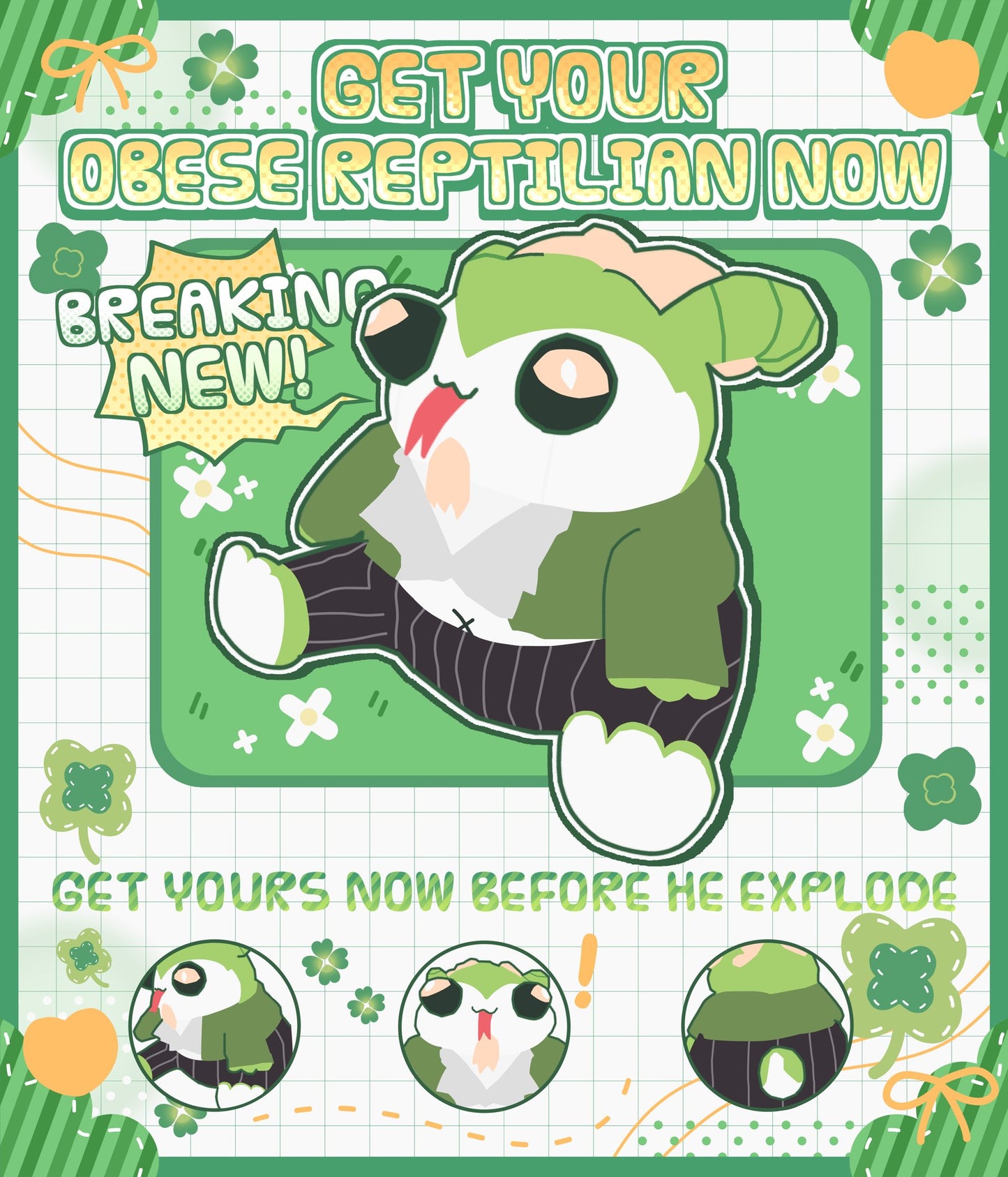 Obese reptillian 15cm Plush keychain