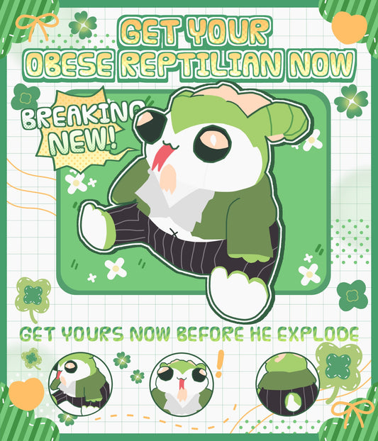 Obese reptillian 15cm Plush keychain